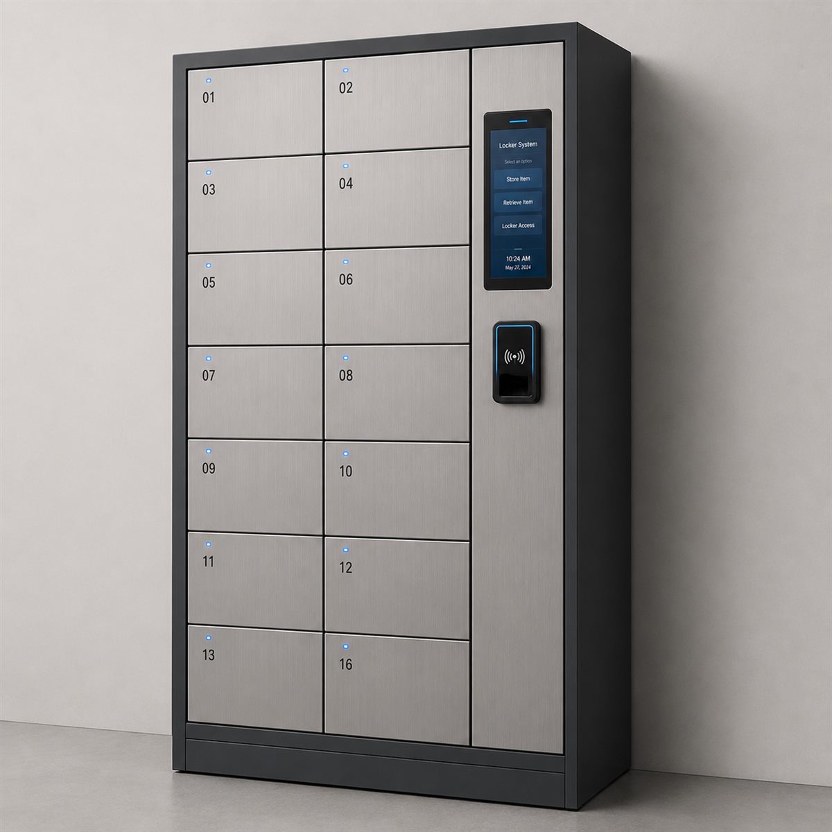Holistion Locker smart electronic locker cabinet with touchscreen, RFID and fingerprint readers